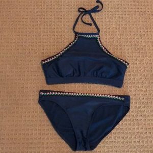 Crochet, high neck bikini set